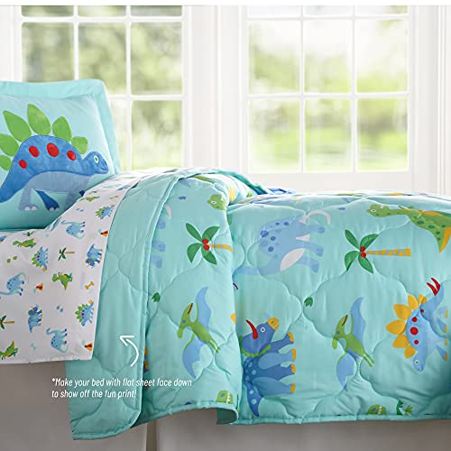 Wildkin Kids 5 Pc Twin Bed In A Bag For Boys And Girls, Microfiber Bedding Set Includes Comforter, Flat Sheet, Fitted Sheet, One Pillow Case And One Sham (Dinosaur Land) #TOP6
