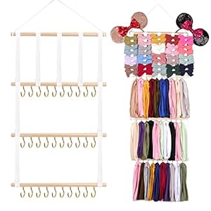 OAOLEER Headband & Bow Holder for Girls Hair Bows, Hanging Baby Headbands Storage Organizer Newborn Headband Holder for…