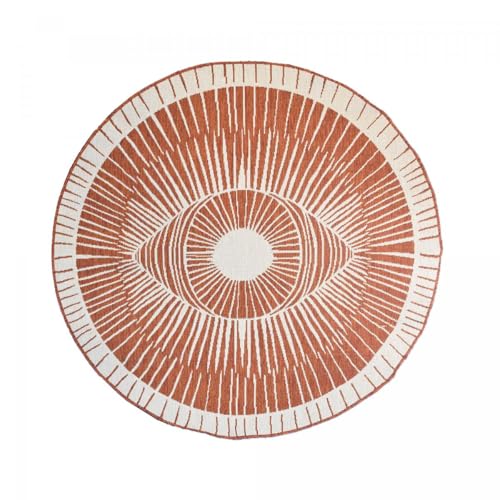 Tapis extérieur terrasse marron rond 160cm motif graphique 6362 - 5