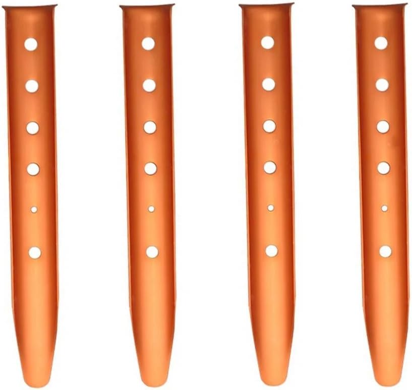 UrCool Aluminum Alloy U-Shaped Snow Nails and Sand Tent Stakes Strong Tent Pegs Tent Nails for Camping Hiking Trip Backpacking ,Outdoor Activities in Sand or Snow,4 Packs, Orange 23cm