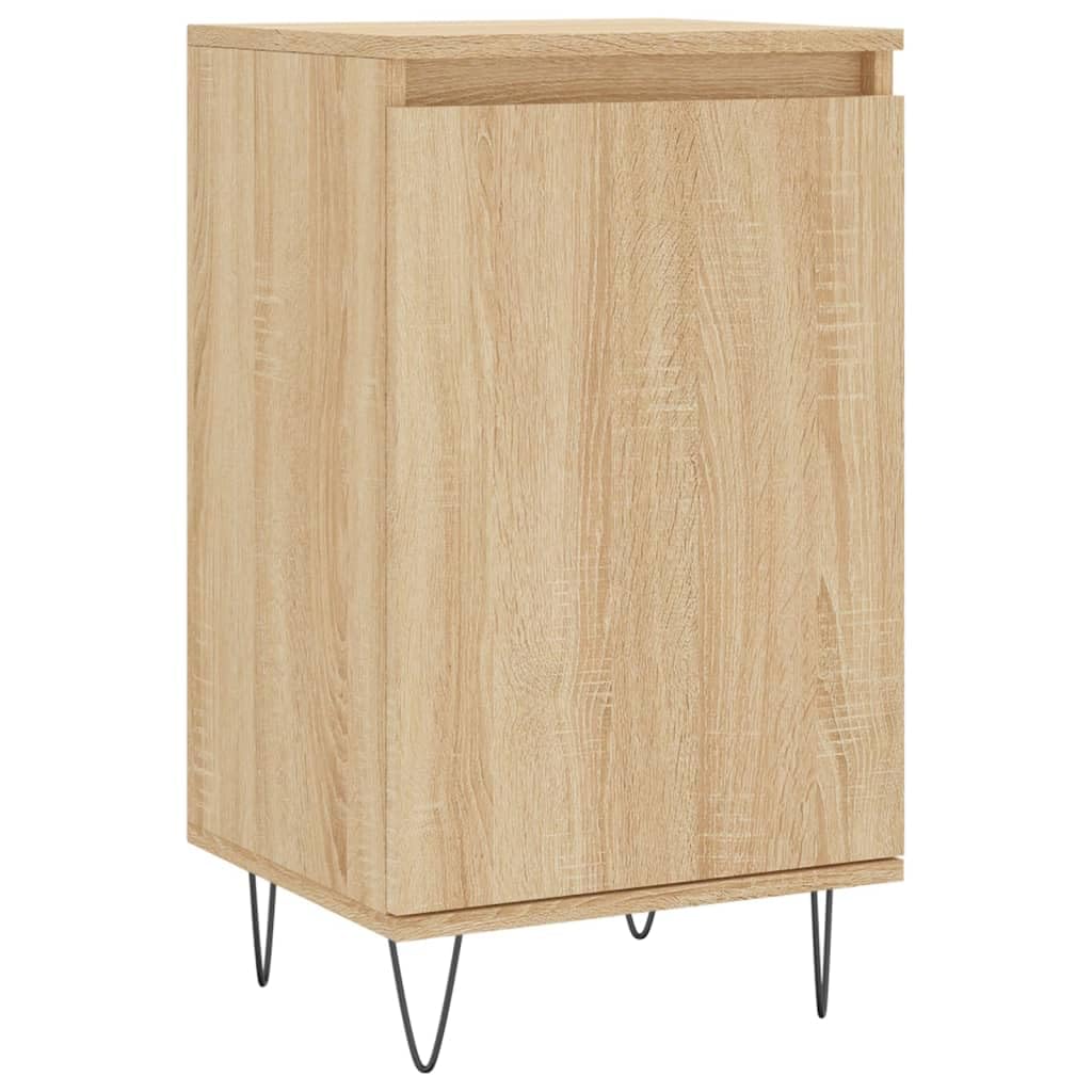 Aparador de madera de roble Sonoma moderno con patas de metal y dos compartimentos, aparador duradero con superficie lisa para el salón con superficie de presentación