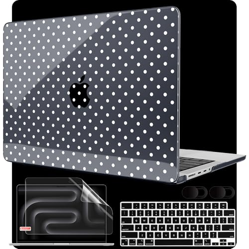 Image of MEEgoodo Case for MacBook Pro 16 inch 2026 2024 2023 2021, Laptop Hard Shell Compatible with M5 M4 M3 M2 M1 Pro /Max Chip, Fit Model A3429 /A3428 /A3403 /A3186 /A2991 /A2780 /A2485, White Polka Dot