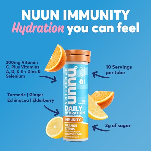 Nuun Hydration Immunity Electrolyte Tablets With 200mg Vitamin C, Blueberry Tangerine and Orange Citrus Flavors, 2 Pack (20 Servings) - Image 3