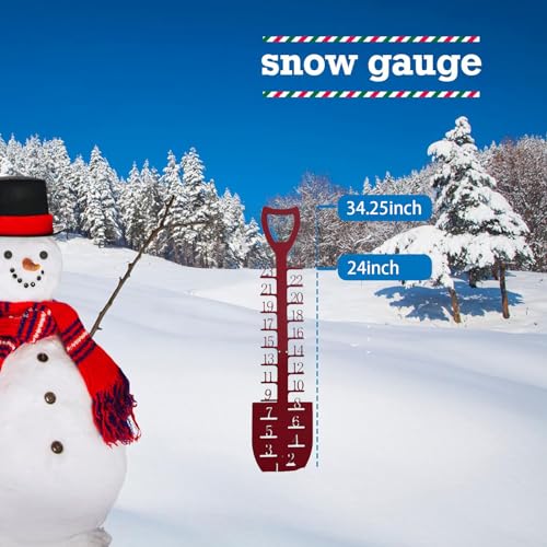 Snow Depth Gauge with Unique Shovel Shape,Snow Gauge Outdoor,24'' Iron Art Snow Measuring Gauge,Snow Measuring Stick for Garden,Lawn,Yard,Patio Decoration and Snowfall Measurement