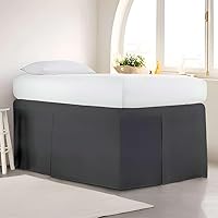 Vista 25 de Falda de cama plisada para sofá cama, falda de día individual color burdeos, caída de 12 pulgadas, 100% microfibra, falda de cama para sofá cama