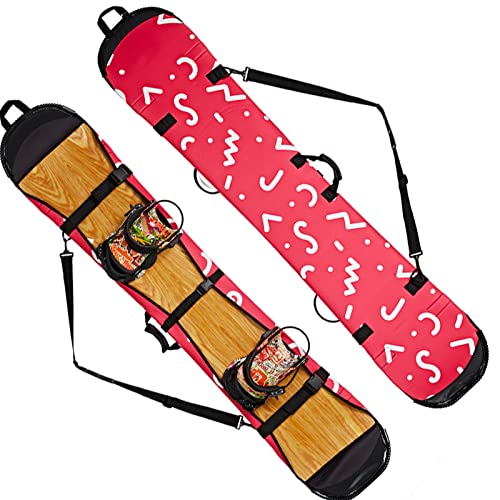 WEALTHY73 Portable Snowboard Bag Snowboard Protector One Shoulder Ski Equipment Storage Bag SBR Rubber Waterproof Wear-Resistant Fabric,Red,150CM