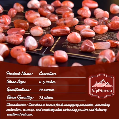 Image of Polished Carnelian Crystal Stone Set - 72 Pcs, 0.5 inch 10 oz Handpicked Tumbled Gemstones Rocks Quartz, Pebbles for Reiki, Chakra, Healing, Home Decor, 0.5 inch - 10 oz Mahogany Obsidian