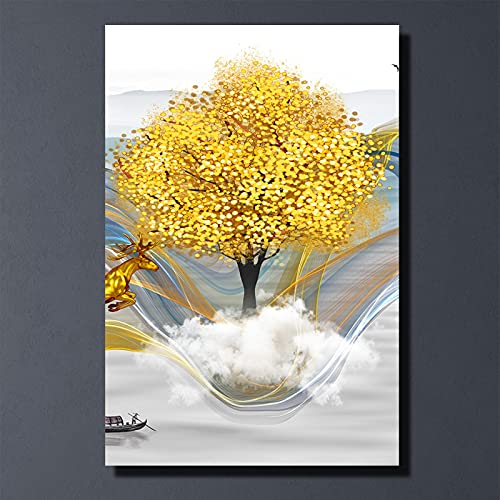 Peintures sur toile abstrait feuilles d'or impression premium - 3