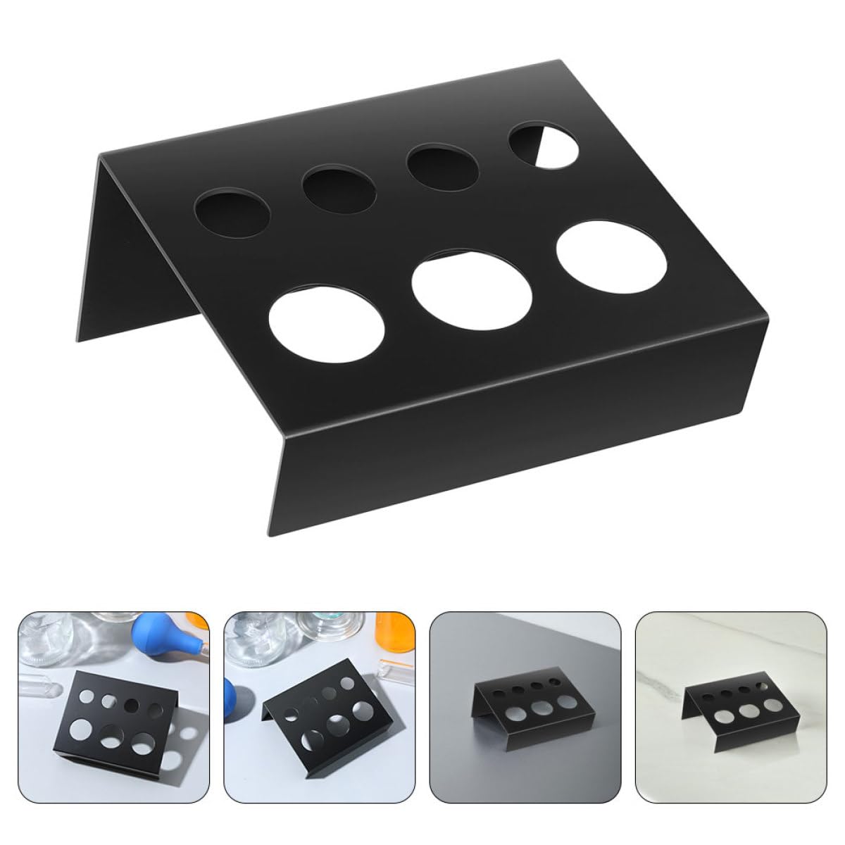 SEWACC 2pcs 7-hole Metal Tattoo Ink Cup Stand Black Pigment Holder Organizer with Ink Cap Holder for Tattoo — view 7