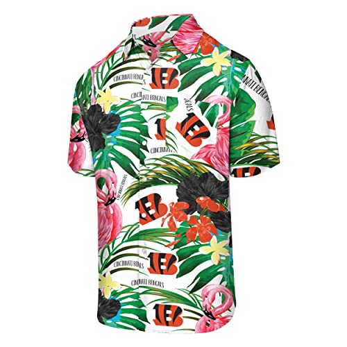 FOCO Men's NFL Team Logo Floral Aloha Tropical Flamingo Button Up Shirt4
