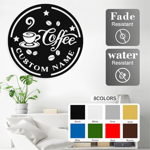 Image of Personalized Coffee Metal Sign, Custom Coffee Bar Signs, Custom Name Signs for Cafe Station, Coffee Wall Art Decor for Kitchen, Cafe Shop Decor, Cafe Lover Gift