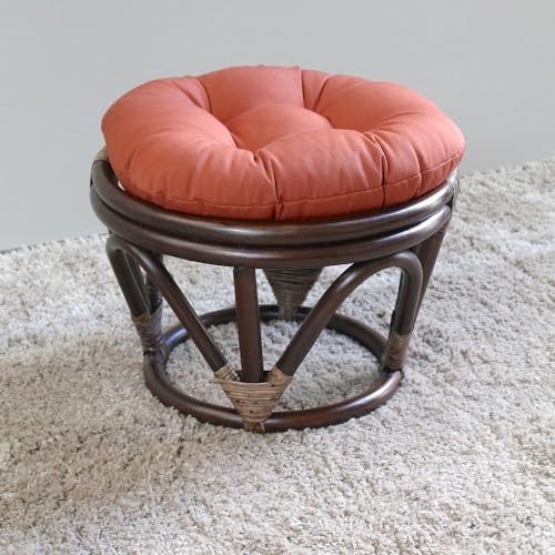 International-Caravan-Furniture-Piece-Rattan-Footstool-with-Twill-Cushion International Caravan Furniture Piece Rattan Footstool with Twill Cushion