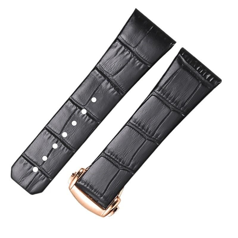 Bracelet de montre en cuir à encoche concave 17mm avec boucle déployante