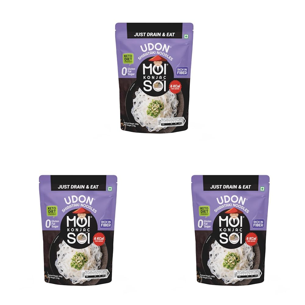 MOI SOI Shirataki Udon Noodles, 250g | Low Carb 6Kcal Only | Keto Friendly | Gluten Free | Vegan Friendly | Good for diabetics | Low Calorie Konjac Miracle Noodles | Fat-Free | Ultra-Low Calorie Konjac Miracle Noodles-image-3