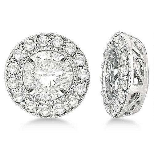 Vintage Round Cut Diamond Earring Jackets 14K White Gold (0.27Ct) #TOP1