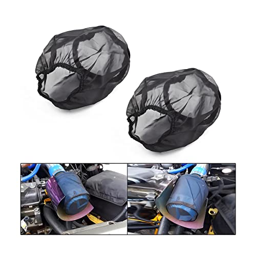 AICEL Air Filter Wrap, 2 Pcs Universal Auto Cold Air Filter Protective Dustproof Cover, Automotive Air Cleaner Waterproof Rain Sock Wrap for High Flow Air Intake Filters, Car Accessories (Small)