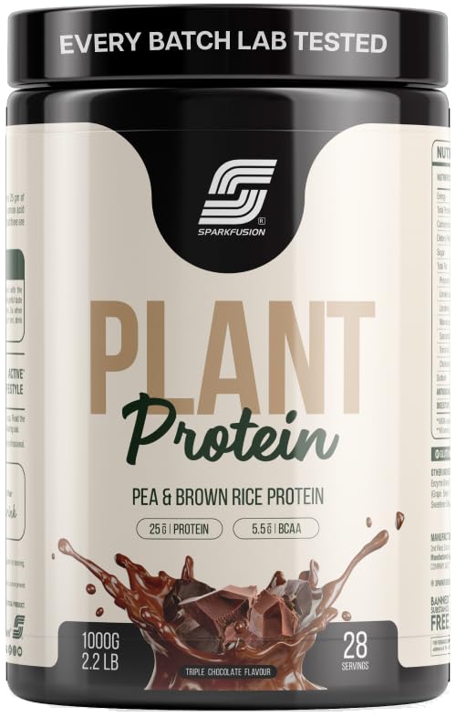 Sparkfusion Vegan Plant Protein Powder Organic Isolated Pea & Brown Rice Protein 25 gm Protein Easy To Digest Triple|Chocolate Flavour 1 kg-image-31