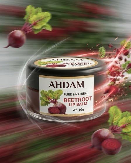 Image of AHDAM Beetroot Blast Lip Balm with SPF /Formulated with Beetroot Extracts, Olive Oil, Shea Butter, Vitamin E, and Avocado Oil /Best for both women and men / 10gms