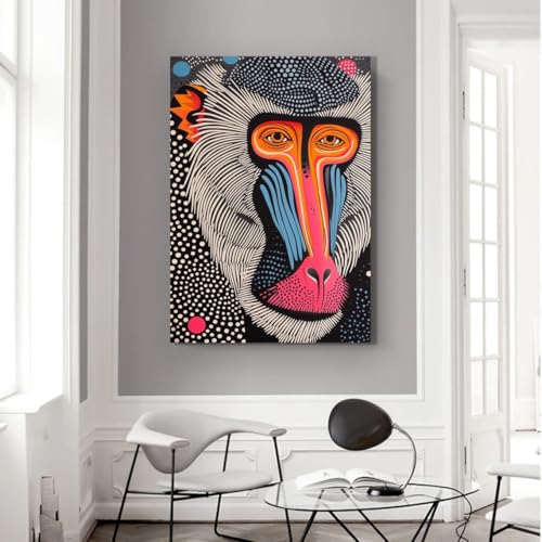 Tableau singe abstrait 30x40 cm sans cadre pour décoration murale
