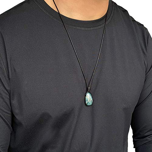 Apatite Crystal Pendant Necklace Natural Gemstone Jewelry For Men Or Women Adjustable Cord Choker #TOP1