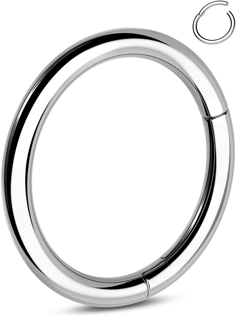 G23 Titanium Clicker Ring Hoop Cartilage Earrings Helix Piercing Jewellery 16G Daith Rook Conch Hinged Septum Lip Labret Nose Ring 1.2mm for Men Women Gift 6-12mm