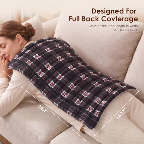 Image of Extra Large Microwave Heating Pad for Back, 24.4 X 14.17 Tartan Black
