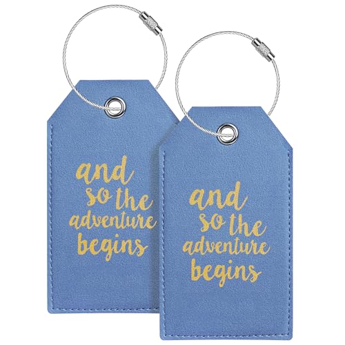 Blue Leather Luggage & Bag Tags, 2-Pack