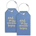 Casmonal Luggage Tags with Full Back Privacy Cover w/Steel Loops (blue 02 pcs set)