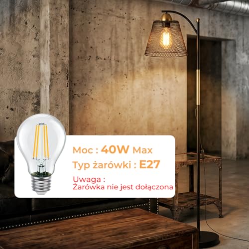 OUSOT Czarna Lampa Podłogowa do Salonu, 230 V