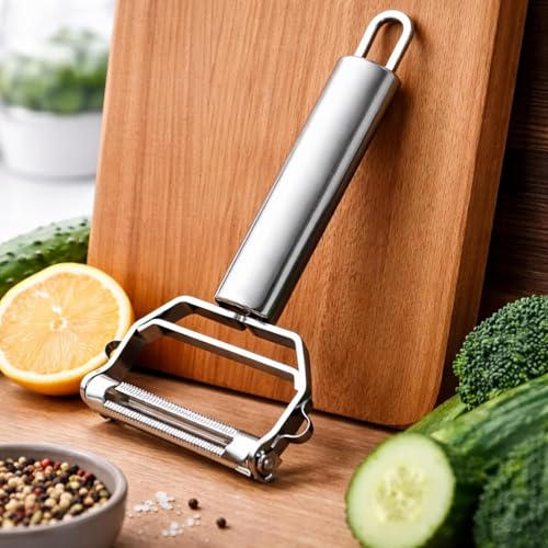 Image of STARFRIT SUCGLES 3-in-1 Stainless Steel Vegetable Peeler, Julienne Slicer & Fruit Peeler, Ultra Sharp Kitchen Cutter and Shredder for Potato, Carrot, Cucumber & Vegetables