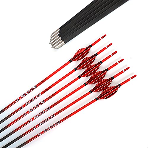 ACCMOS 32 ＂Flecha de Carbono Puro, Spine 800 ID 4,2 mm Tiro con Arco Flechas Pluma Espiral, para Juventud Aldult Arco Compuesto Arcos Recurvos Caza y Práctica de Tiro (6pcs Spine 800 Red)