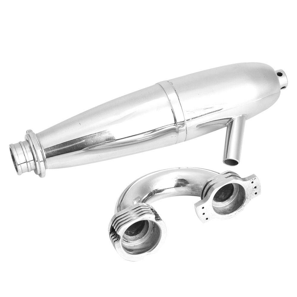 Tubo di Scarico per Auto RC, Tubo di Scarico Doppio in Lega di Alluminio per HSP 1/8 RC Car/Sh Go 21 / 28CXP Motore Modello di aggiornamento RC Accessorio Parte