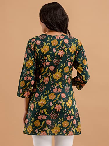 Image of feranoid Women Cotton Printed Straight Short Kurti