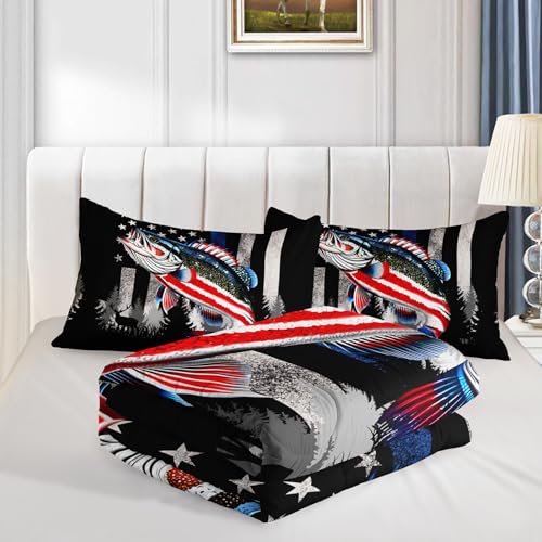Parure de lit en microfibre douce motif drapeau americain lit dans un sac