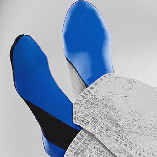 NuFoot Booties Men's Shoes, Best Foldable & Flexible Footwear, Fold and Go Travel Shoes, Yoga Socks, Indoor Shoes, Slippers, Royal with Black Stripe, Extra Large - Thumbnail 3