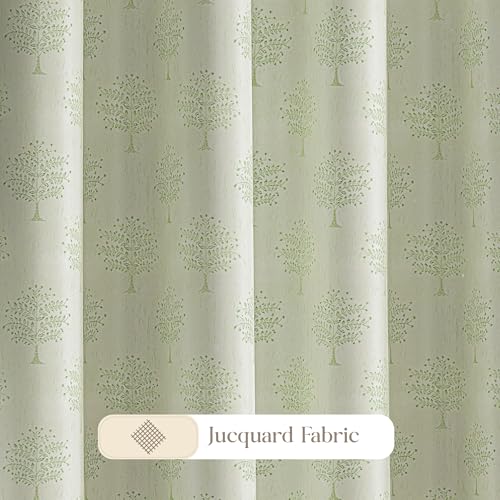 Image of Yellow Weaves 2 Pcs Jacquard Tree Eyelet Long Door Curtain - Perfect for Home, Office, Bedroom, Living Room & Balcony - 9 Feet (Pastel Green)
