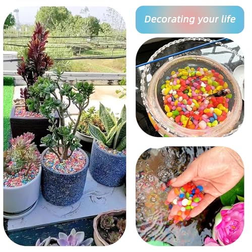 Image of Mixed Color Pebbles for Crafts, 0.9 Pound Natural Polished Aquarium Gravel, Decorative Pebbles for Indoor Plants, Turtle Tank, Vase, Succulents Cactus, Garden Landscaping
