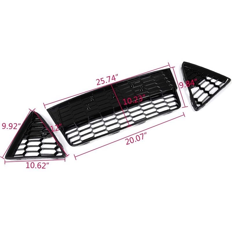 Grilles de calandre inférieures pare-chocs Ford Focus 2012-2014 anti-gravillons nid d'abeille