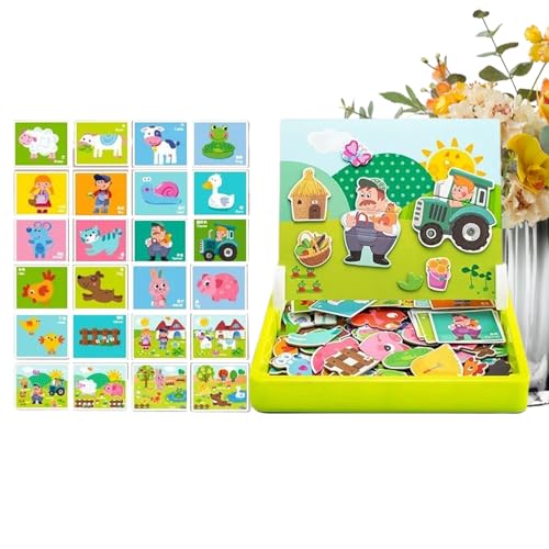 旅行パズル | おもしろい両面のボードゲーム | 動物 マグネット パズル | 男の子と女の子向け 幼児 車 飛行機 ホームスクール プレイルーム 誕生日 休日用