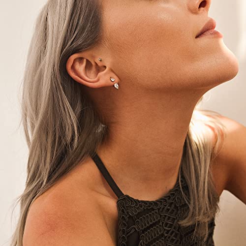 Espere KQ-E-19-001-S Double Pear Shaped Cubic Zirconia Ear Jacket Earrings In Sterling Silver Cz Front Back Earrings thumb #2