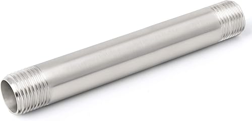 Miniatura 290 de TAISHER 2 accesorios de tubería de acero inoxidable, 1/2 "NPT x 1/2" NPT macho roscado, tubo fundido de pezón de 6 pulgadas de longitud 1.969 in