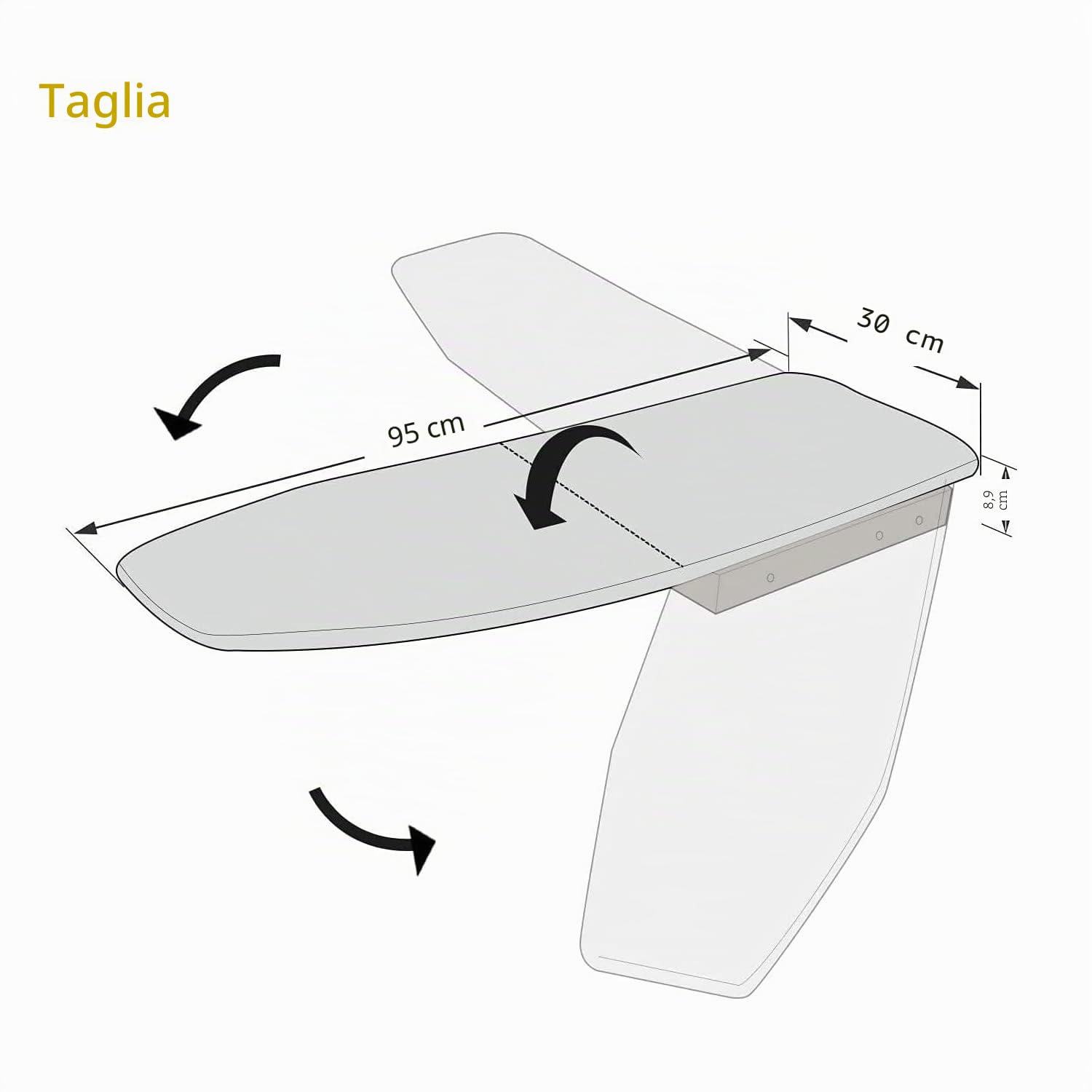 uyoyous Asse da stiro a parete con rivestimento in cotone resistente al calore, 95 x 30 cm, pieghevole, asse da stiro a parete salvaspazio, asse da stiro girevole a 180° per ferro da stiro a vapore