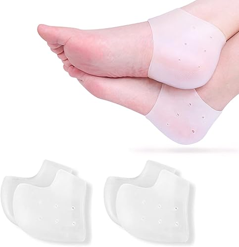 Protectores de talón de silicona, 2 pares de almohadillas de gel para prevención de ampollas, tendinitis de Aquiles, talones agrietados secos,