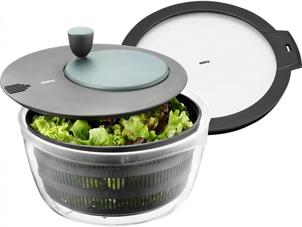 GEFU Salad Spinner with Crank Drive - 4L Bowl & Fresh Lid