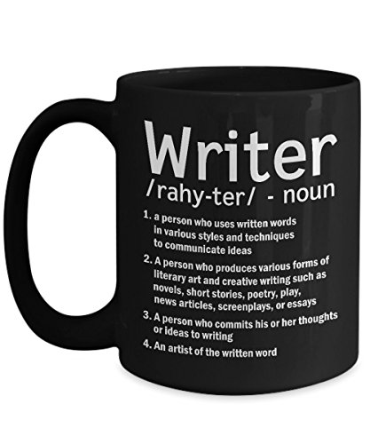 Funny Writer Coffee Mug, Writer Noun, Inspirational Gifts for Writers, Journalist or Book Lovers, Birthday Gift for Friends or Coworkers, Black Ceramic Mug