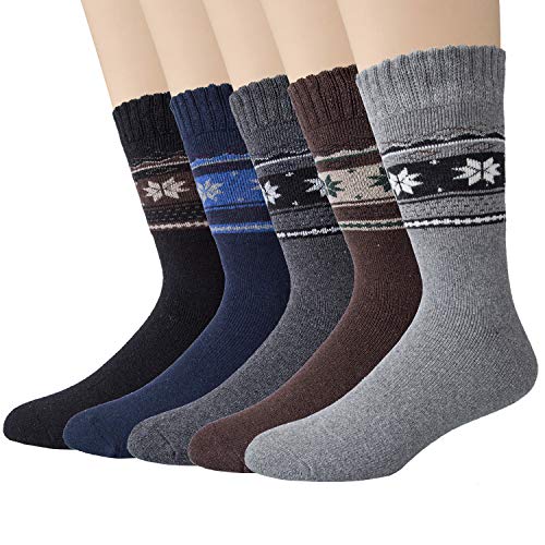 Justay 6 Pares de Calcetines Termicos Hombre de Colores Puro Lana Calentado Antideslizante