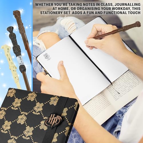 Image of Get Trend Harry Potter Girls Stationery Set, 4 Piece School Supplies | Blank Page Notebook, Wand-Shaped Pens, Zip Pencil Case, Character Stickers for Journaling, Drawing, Crafting, Gifts for Girls