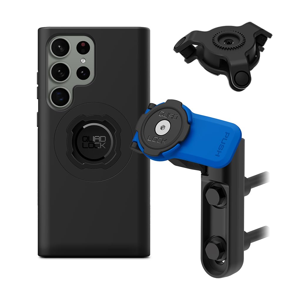Quad Lock Brake/Clutch Motorcycle Phone Mount with Vibration Dampener and MAG Phone Case for Galaxy S23 Ultra