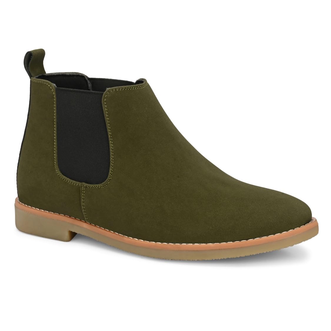 kastava build to last KASTAVA KS 134 Synthetic Breathable Cushioned Sole | Ultra Comfort & Lightweight Slip-on Casual Chelsea Boots Shoes for Men Green-picture-5