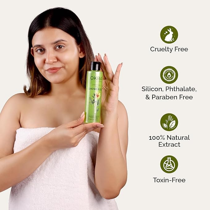 Image of ALARA Okra Infused Shower Gel for Soft, Hydrated Skin with a Natural, Refreshing Glow | 200 ml